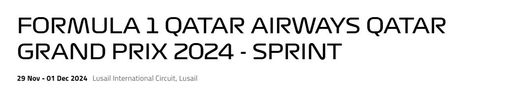 نتایج مسابقه اسپرینت در پیست بین‌المللی لوسیل FORMULA 1 QATAR AIRWAYS QATAR GRAND PRIX 2024 - SPRINT Qatar Airways 29 Nov - 01 Dec 2024 Lusail International Circuit, Lusail