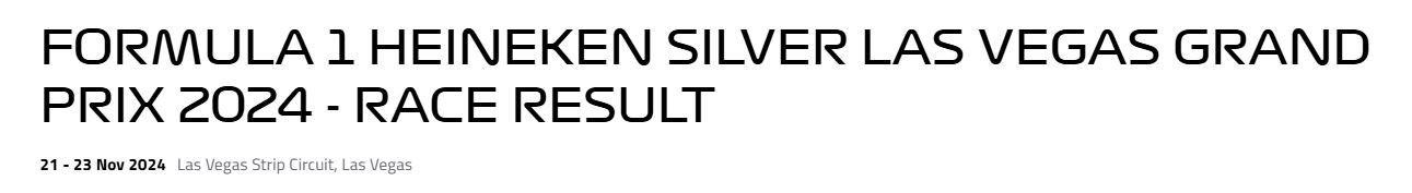 نتیجه نهایی مسابقه فرمول وان لاس وگاس 2024 FORMULA 1 HEINEKEN SILVER LAS VEGAS GRAND PRIX 2024 - RACE RESULT 21 - 23 Nov 2024 Las Vegas Strip Circuit, Las Vegas . carexpress.ir